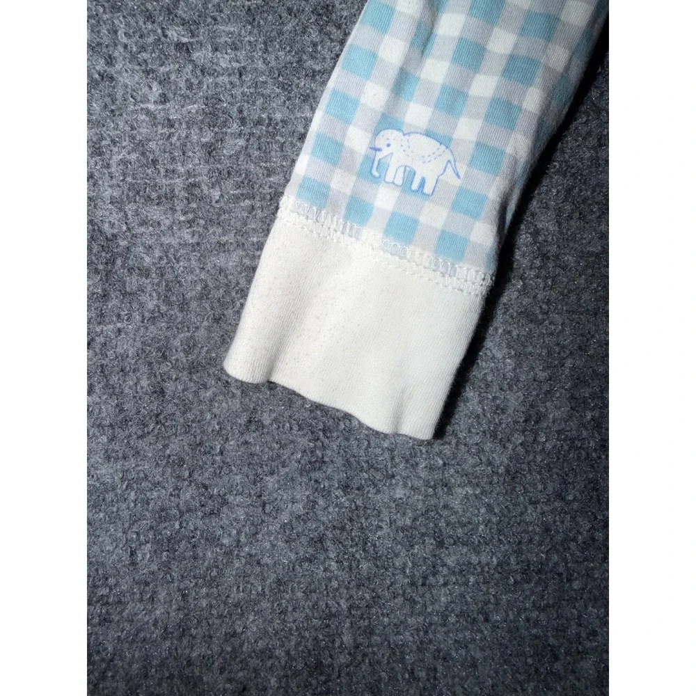 Roller Rabbit Kids Blue Gingham Hathi Elephant Pima Cotton Pajama Set 6 AS IS